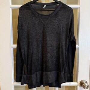 Z Supply Oversized Lightweight Waffle Knit Long Sleeve Shirt Black Size Small